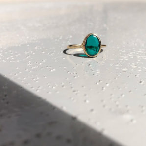 【Elodie Pavie】オーバルリング/エメラルドグリーン