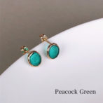 オーバルピアス　ピーコックグリーン