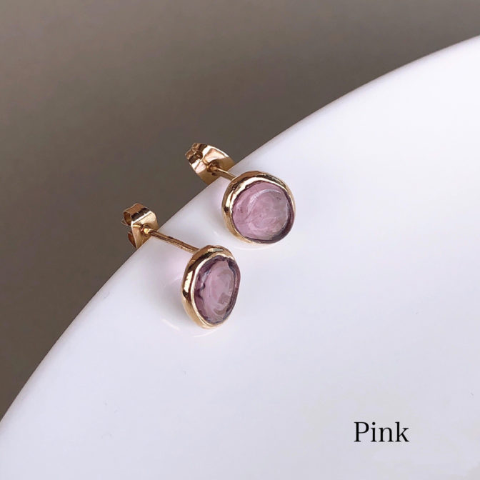 オーバルピアス　ピンク