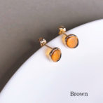 オーバルピアス　ブラウン