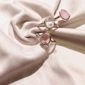 【Elodie Pavie】オーバルリング / ピンク系カラー