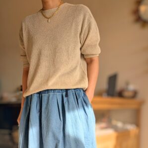 Linen Ya(リネンヤ)和紙混半袖ニット/2color