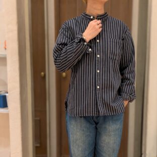 非公開: TIGRE BROCANTE(ティグルブロカンテ)ヒッコリースタンドカラー長袖シャツ/2color