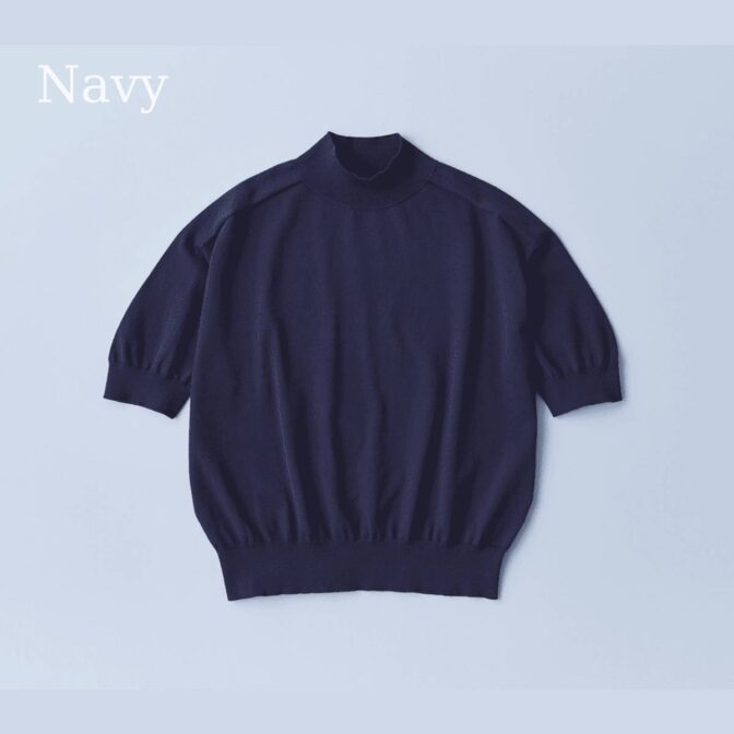 Linen Ya(リネンヤ)モックネック5分袖ニット | ヨーロッパ