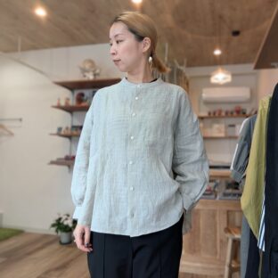 非公開: Linen Ya(リネンヤ)バンドカラーリネンシャツ