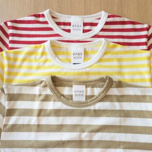 G.F.G.S.(ジーエフジーエス)クルーネックボーダー5分袖Tシャツ/ライト生地