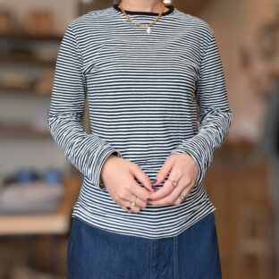 送料無料【room11オリジナル】クルーネックボーダーロングTシャツ