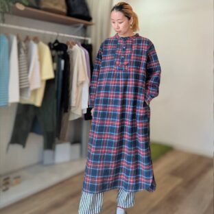 SLOW HANDS(スローハンズ)フランネルチェックロングワンピース