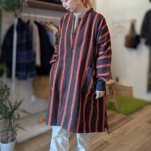 SLOW HANDS(スローハンズ)ストライプ柄ウールコート